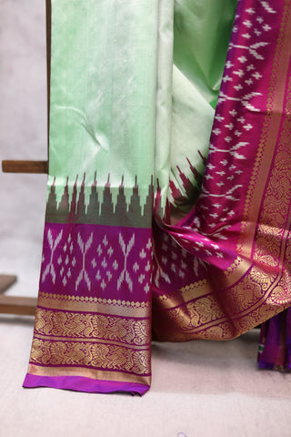 Pista Pochampalli Silk Ikat Saree-SRPPSIS95