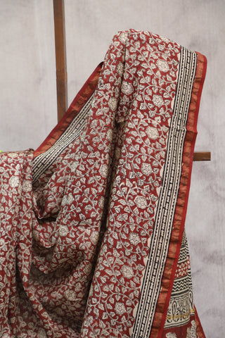 Red HBP Cotton Silk Saree With Chanderi Border - SRRCSS715