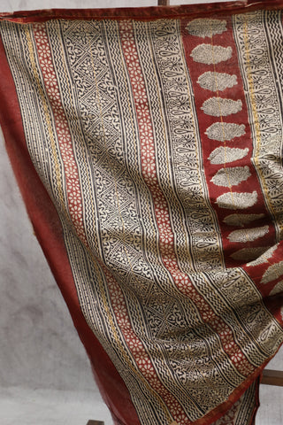 Red HBP Cotton Silk Saree With Chanderi Border - SRRCSS715