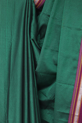 Green Plain Khun Saree With Magenta Border-SRGPKS233