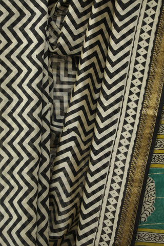 Cream Black HBP Cotton Silk Chanderi Saree - SRCBSCS656EX