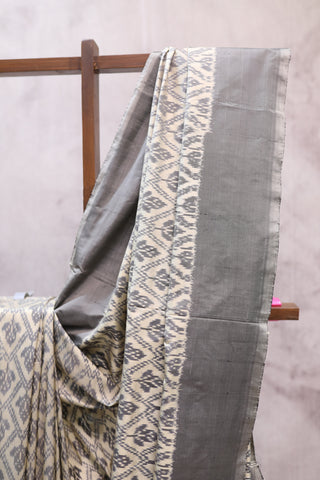 Off-White Pochampalli Silk Ikat Saree-SROWPSIS93