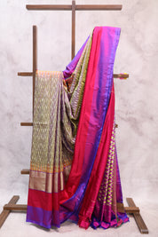 Two Tone Green Pochampalli Silk Ikat Saree-SRTTGPSIS92