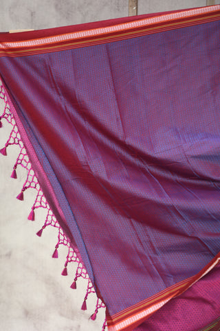 Pink Plain Khun Saree With Magenta Border - SRPPKS221