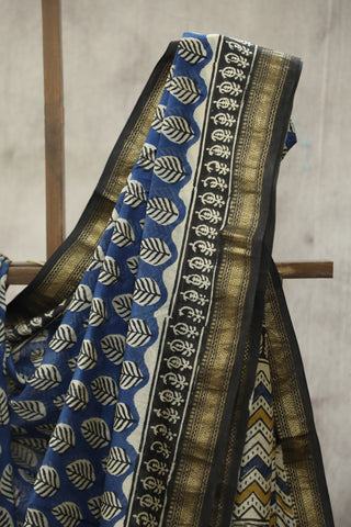 Blue Cotton Silk Chanderi Saree  - SRBCSCS39EX