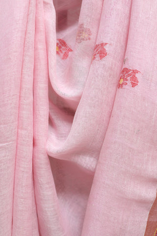 Baby Pink Linen Jamdani Saree - SRBPLJS181