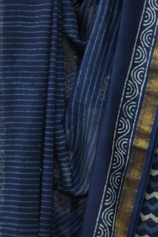 Indigo Cotton Silk Chanderi Saree  - SRICSCS36EX