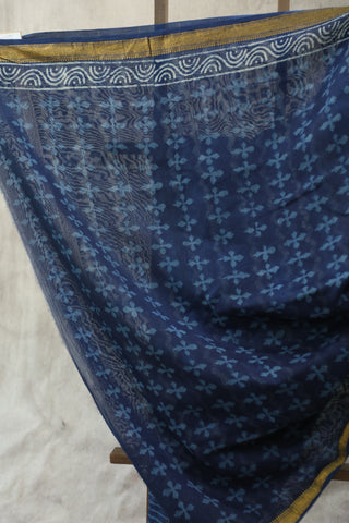 Indigo Cotton Silk Chanderi Saree  - SRICSCS36EX