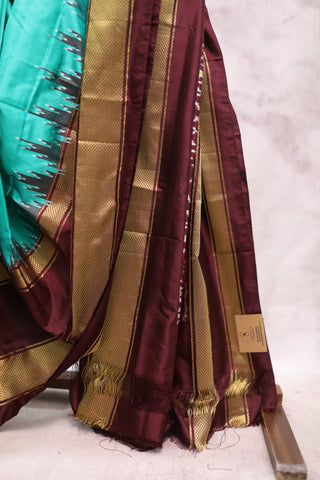 Turquoise Pochampalli Silk Ikat Saree-SRTPSIS94