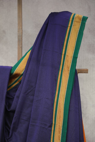 Dark Blue Plain Khun Saree With Border-SRDBPKS261