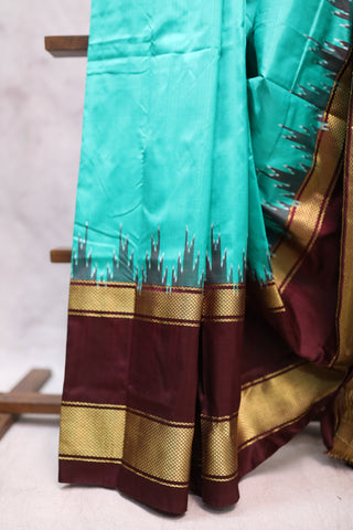 Turquoise Pochampalli Silk Ikat Saree-SRTPSIS94