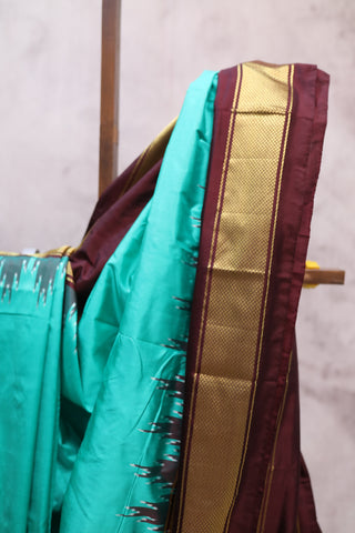 Turquoise Pochampalli Silk Ikat Saree-SRTPSIS94