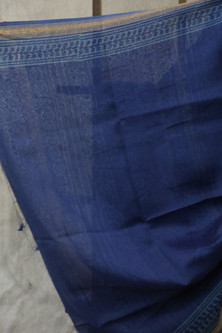 Blue HBP Cotton Silk Saree With Maheshwari Border - SRBCSS741