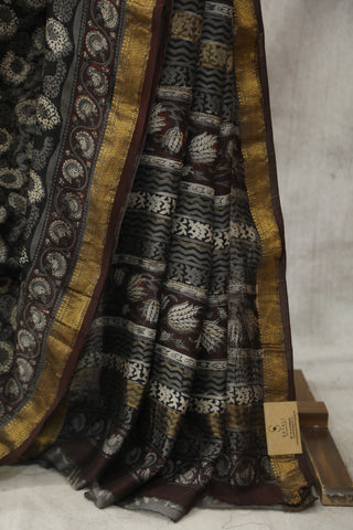 Black HBP Cotton Silk Chanderi Saree - SRBCSCS642