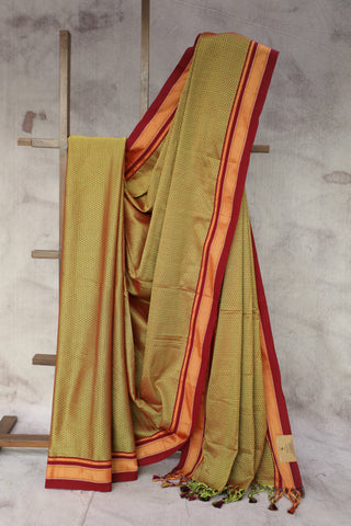 Yellow Plain Khun Saree With Border-SRYPKS257