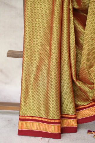 Yellow Plain Khun Saree With Border-SRYPKS257