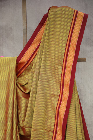 Yellow Plain Khun Saree With Border-SRYPKS257