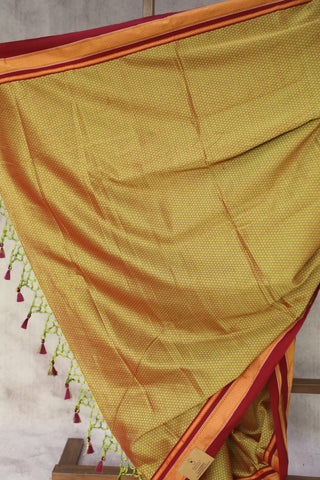 Yellow Plain Khun Saree With Border-SRYPKS257