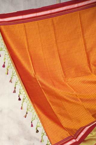 Yellow Plain Khun Saree With Border-SRYPKS257