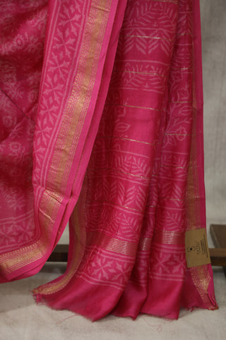 Pink HBP Cotton Silk Saree With Maheshwari Border - SRPCSS749