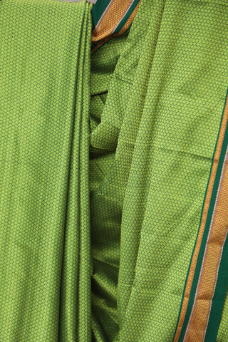 Green Plain Khun Saree With Dark Green Border-SRGPKS254