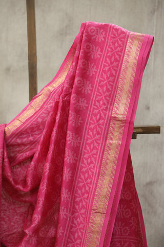 Pink HBP Cotton Silk Saree With Maheshwari Border - SRPCSS749