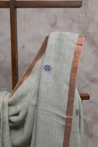 Light Olive Linen Jamdani Saree - SRLOLJS167