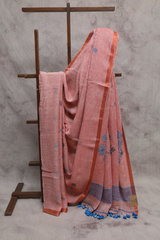 Mauve Linen Jamdani Saree - SRMLJS168