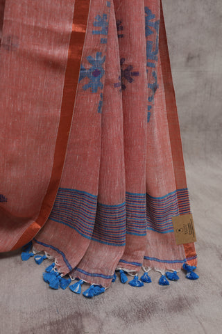 Mauve Linen Jamdani Saree - SRMLJS168