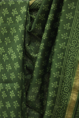 Green HBP Cotton Silk Saree With Maheshwari Border - SRGCSS748