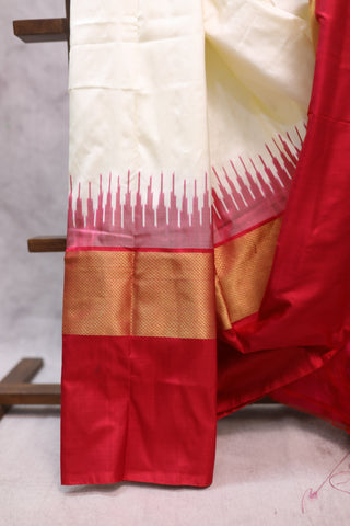 Off-White Pochampalli Silk Ikat Saree-SROWPSIS86