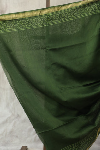 Green HBP Cotton Silk Saree With Maheshwari Border - SRGCSS748