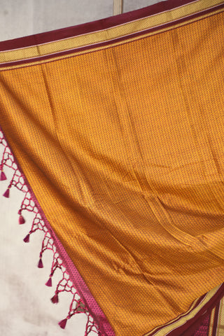 Magenta Plain Khun Saree With Maroon Border-SRMPKS258