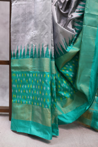 Grey Pochampalli Silk Ikat Saree-SRGPSIS84