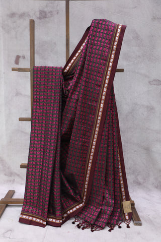 Pink Hathi Mor Khun Saree - SRPHMKS45