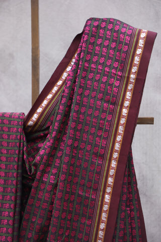 Pink Hathi Mor Khun Saree - SRPHMKS45