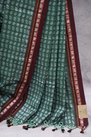 Green Hathi Mor Khun Saree - SRGHMKS44