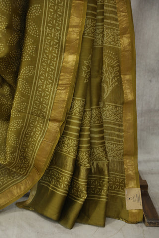 Mehandi Green HBP Cotton Silk Saree With Maheshwari Border - SRMGCSS750