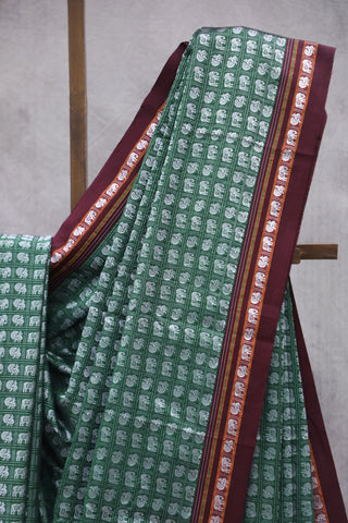 Green Hathi Mor Khun Saree - SRGHMKS44