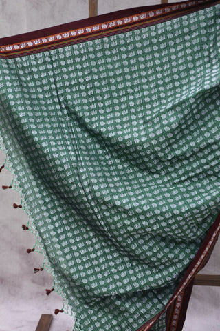 Green Hathi Mor Khun Saree - SRGHMKS44