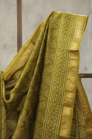 Mehandi Green HBP Cotton Silk Saree With Maheshwari Border - SRMGCSS750