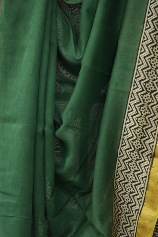 Green HBP Cotton Silk Saree With Maheshwari Border - SRGCSS758