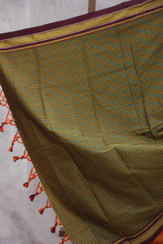 Orange Plain Khun Saree With Maroon Border-SROPKS260