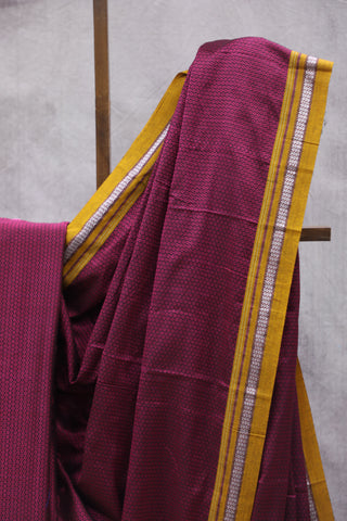 Pink Plain Khun Saree With Yellow Border-SRPPKS249