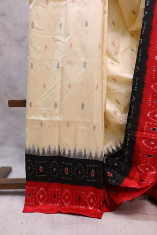 Cream Pochampalli Silk Ikat Saree-SRCPSIS110