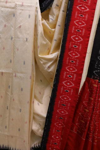 Cream Pochampalli Silk Ikat Saree-SRCPSIS110