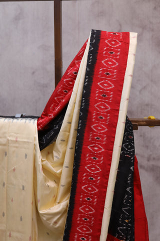 Cream Pochampalli Silk Ikat Saree-SRCPSIS110