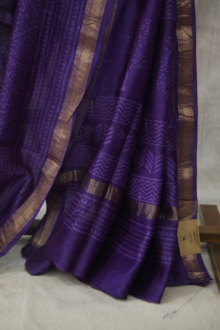 Purple HBP Cotton Silk Saree With Maheshwari Border - SRPCSS742