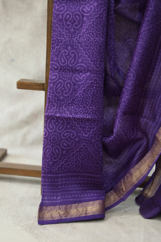 Purple HBP Cotton Silk Saree With Maheshwari Border - SRPCSS742