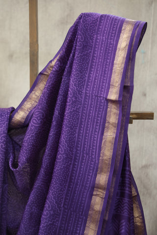 Purple HBP Cotton Silk Saree With Maheshwari Border - SRPCSS742